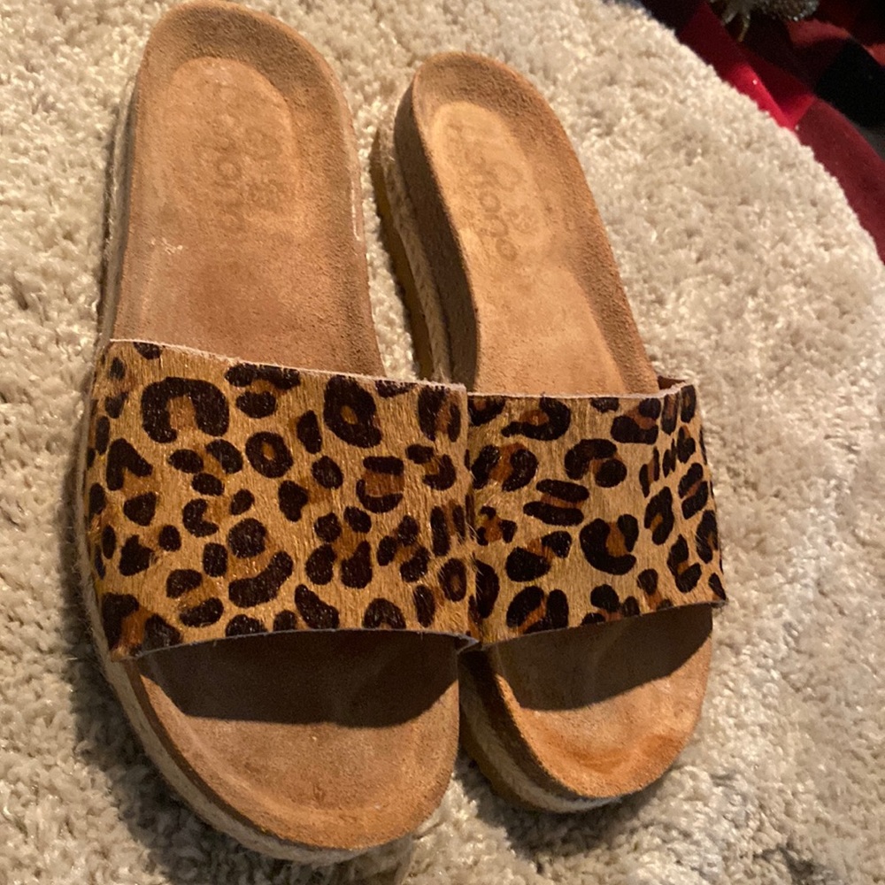 Flat Leopard calf hair slides NEW WITH BOX